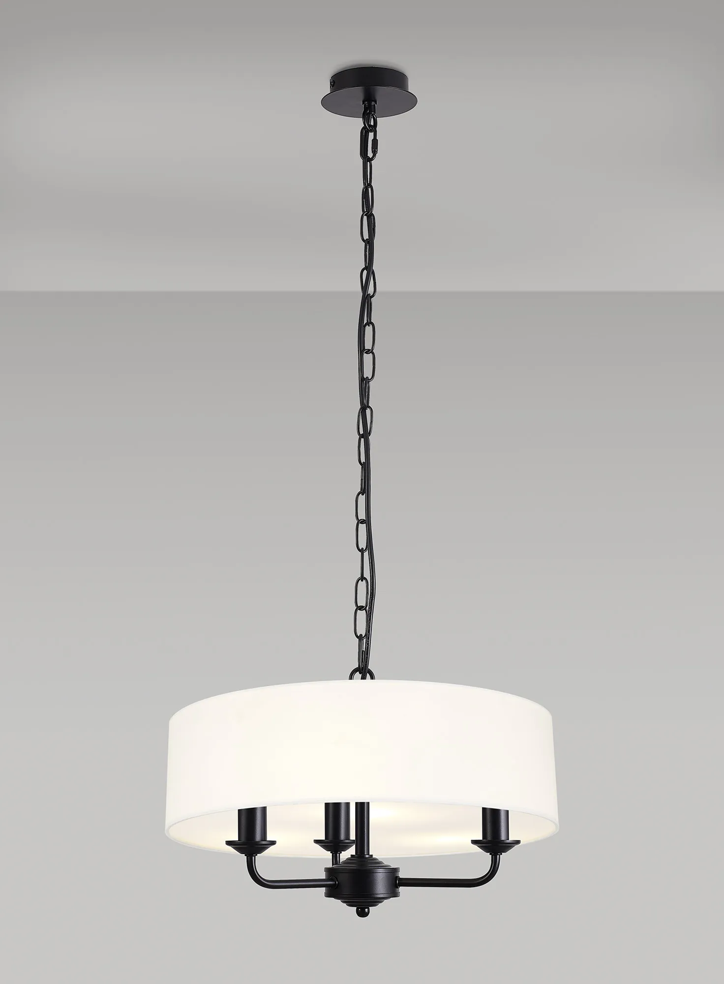 Banyan 45cm 3 Light Pendant Matt Black; White DK1007  Deco Banyan MB WH